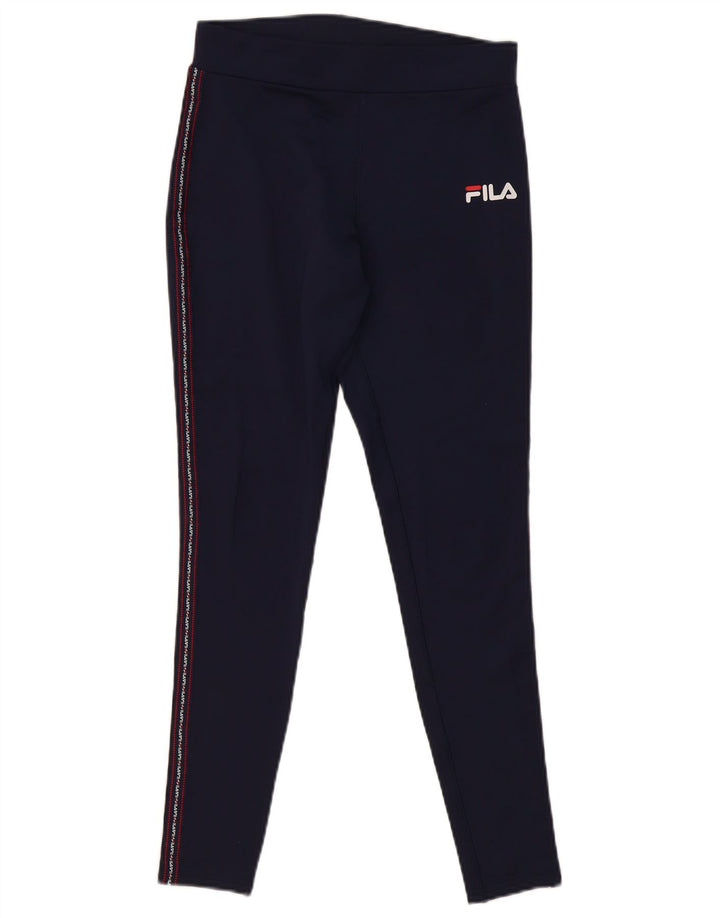 FILA Womens Graphic Leggings UK 10 Small  Navy Blue Polyester