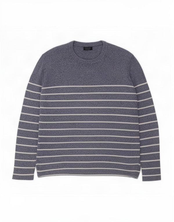 Ανδρικό πουλόβερ Zara Crew Neck Jumper XL Navy Blue ριγέ