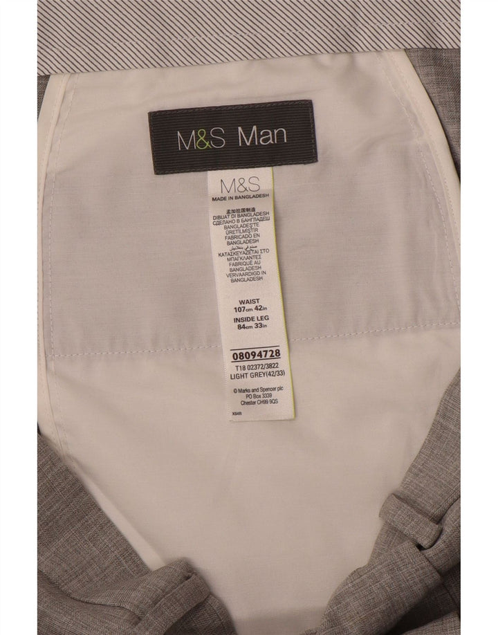 Marks & Spencer Ανδρικό ίσιο παντελόνι W42 L33 Γκρι Πολυεστέρας