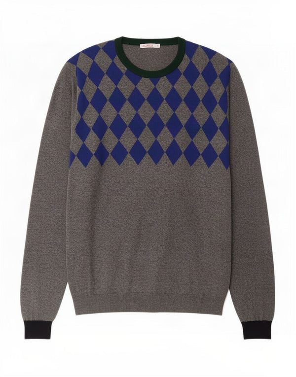 Ανδρικό πουλόβερ Sun68 Crew Neck Jumper XL Grey Argyle/Diamond Wool