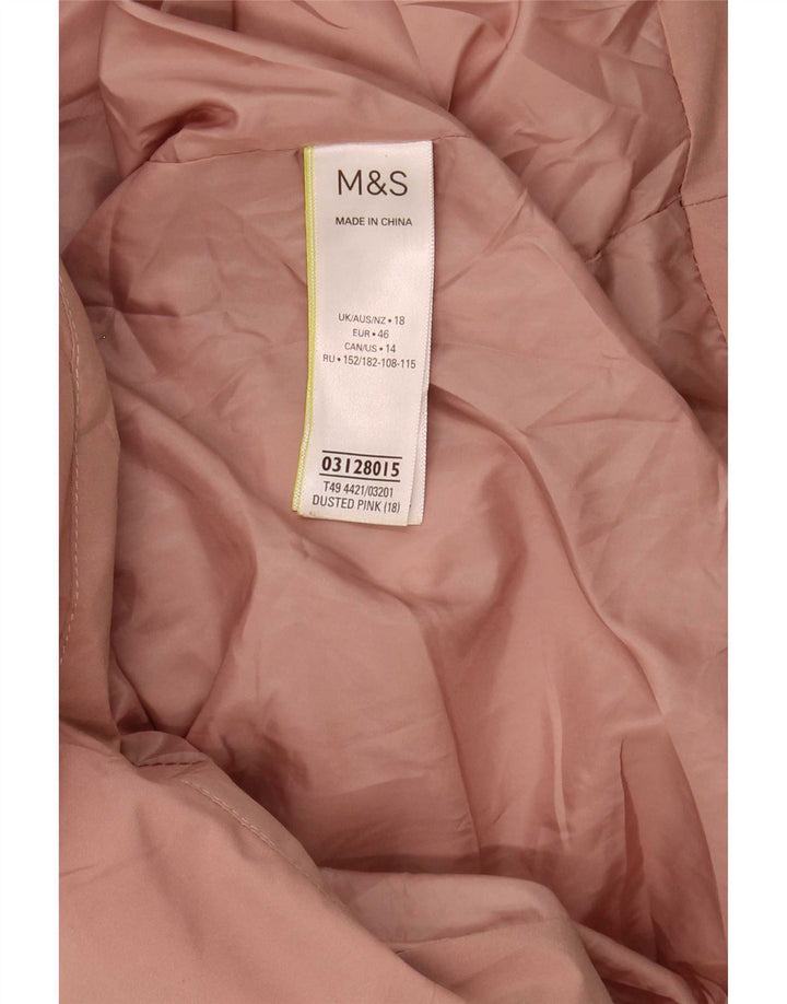 Marks & Spencer Γυναικείο παλτό με κουκούλα μεγάλου μεγέθους με επένδυση UK 18 XL ροζ πολυεστέρας