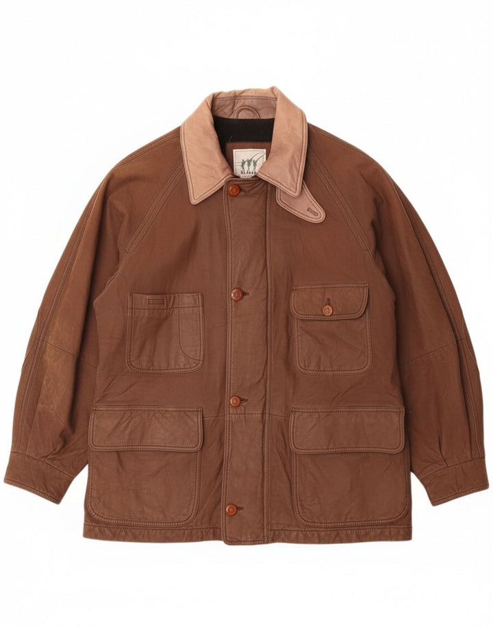 Henry Cottons Ανδρικό σκληρό δερμάτινο μπουφάν IT 50 μεγάλο καφέ δέρμα