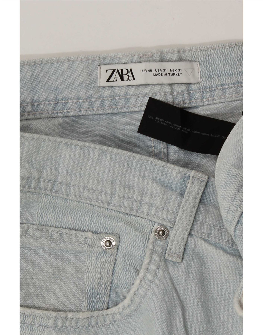 Zara Ανδρικό τζιν σορτς EU 40 Medium W31 Μπλε Βαμβακερό Patchwork