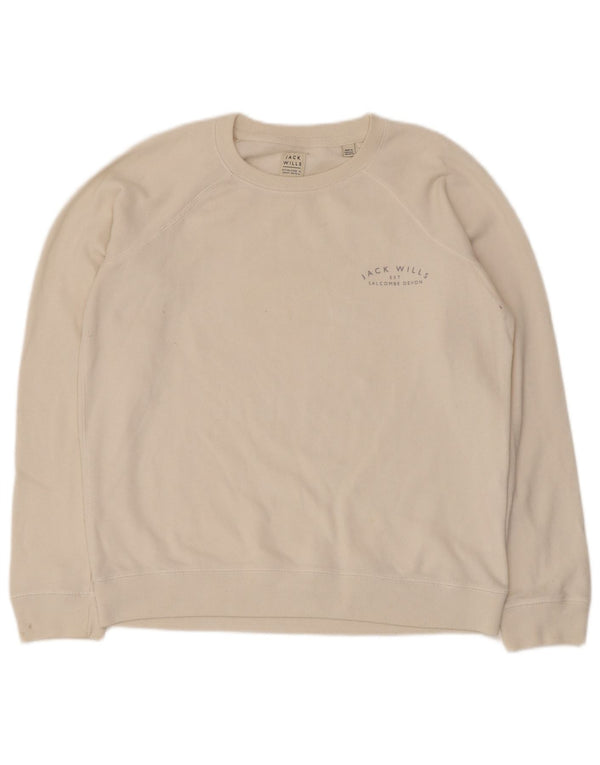 Jack Wills Γυναικείο Φούτερ Jumper UK 14 μεγάλο λευκό βαμβακερό