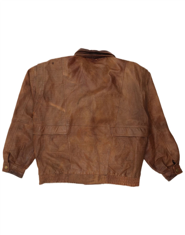 Vintage Ανδρικό Δερμάτινο Μπουφάν UK 44 2XL Καφέ Δερμάτινο
