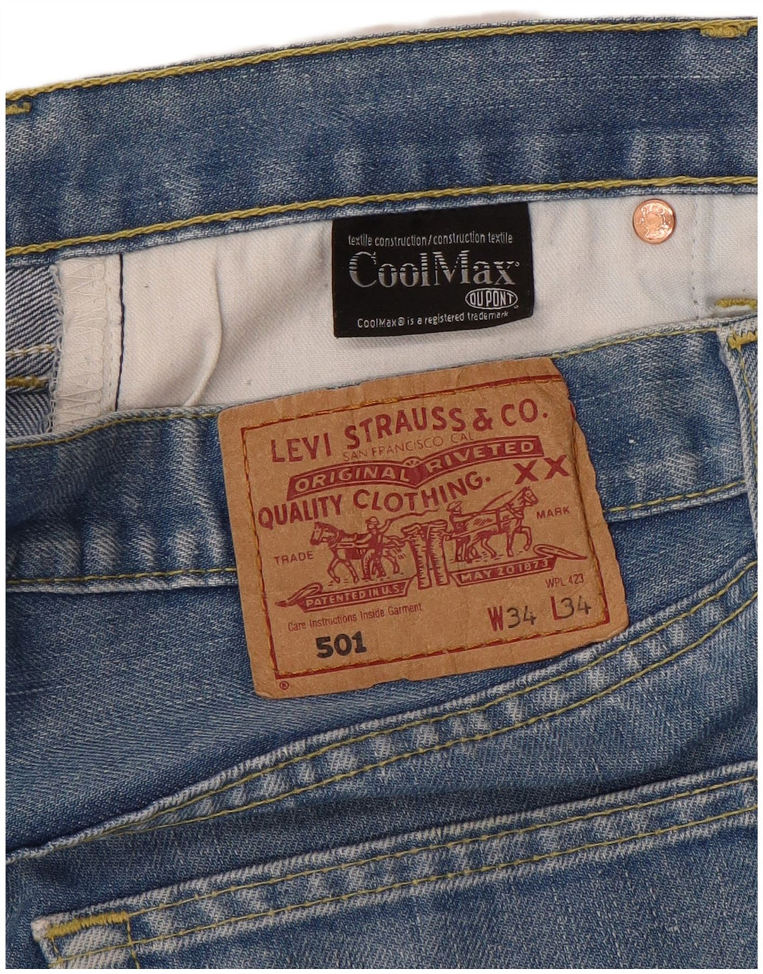 LEVI'S Ανδρικό τζιν 501 ίσιο W34 L34 Μπλε