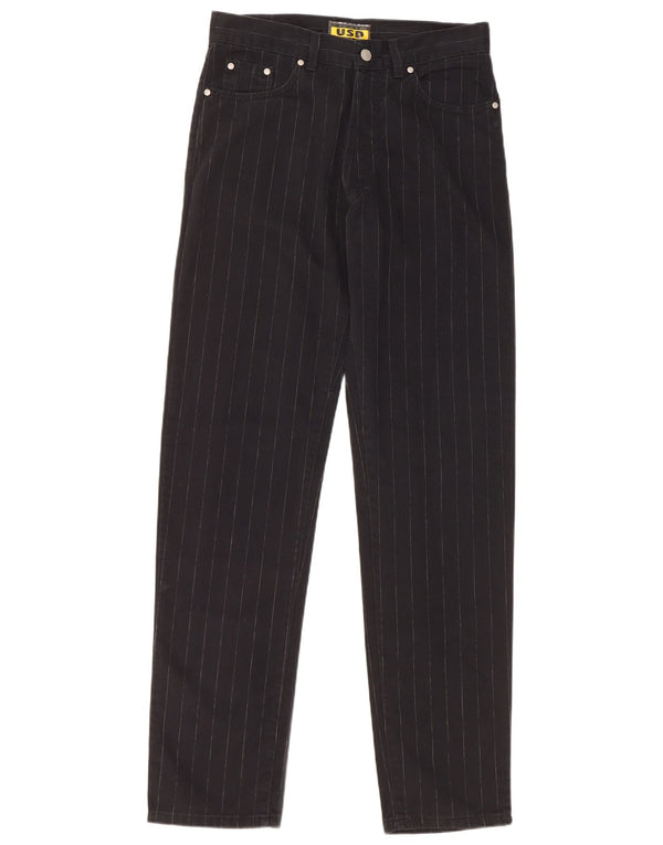 Vintage Ανδρικό κωνικό casual παντελόνι W33 L33 Μαύρο βαμβακερό ριγέ