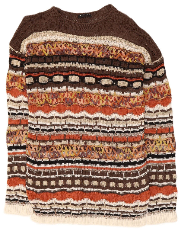 Sisley Girls Crew Neck Jumper πουλόβερ 13-14 ετών 3XL καφέ γεωμετρικό