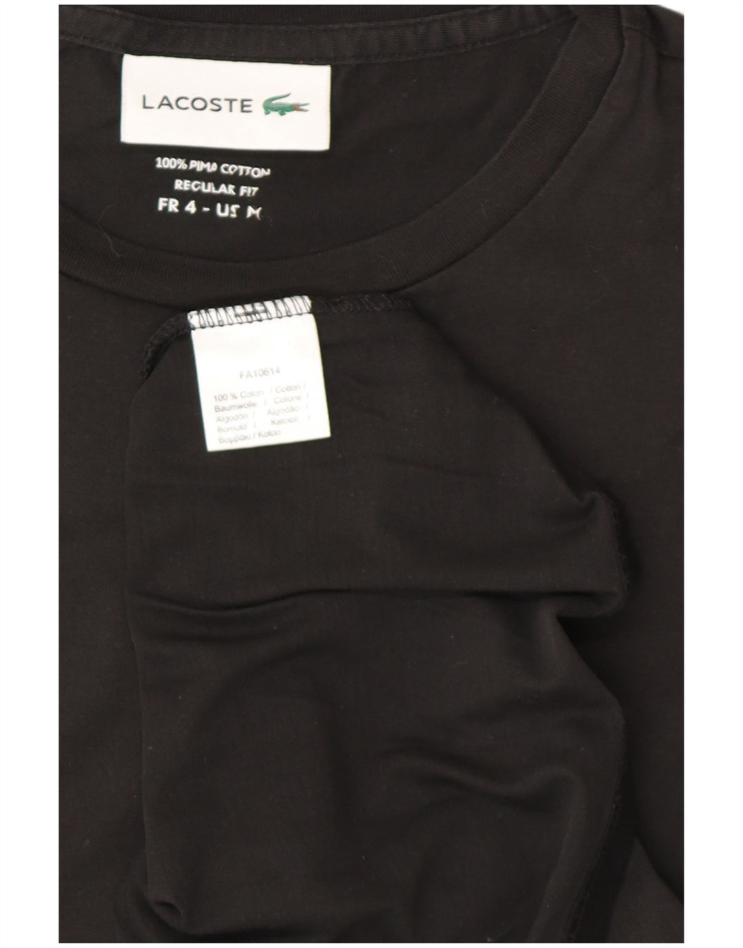 Ανδρικό T-Shirt Lacoste κανονική εφαρμογή Top size 4 Μεσαίο μαύρο βαμβακερό