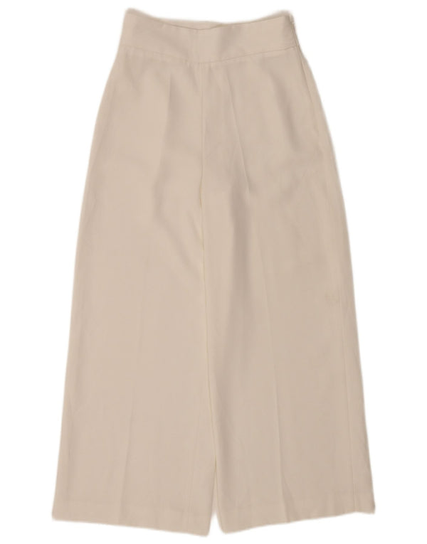 Zara Γυναικείο Crop Wide Leg Casual Παντελόνι XS W24 L24 Λευκό