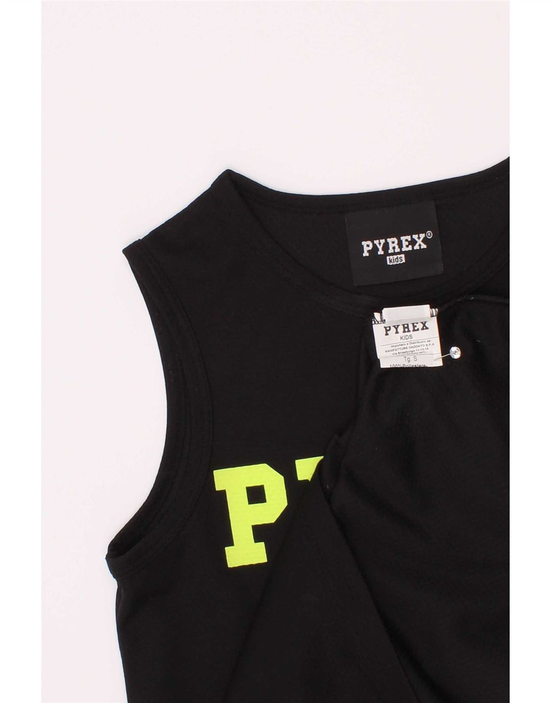 Pyrex Boys Graphic Vest Top 10-11 Years Small Black Polyester