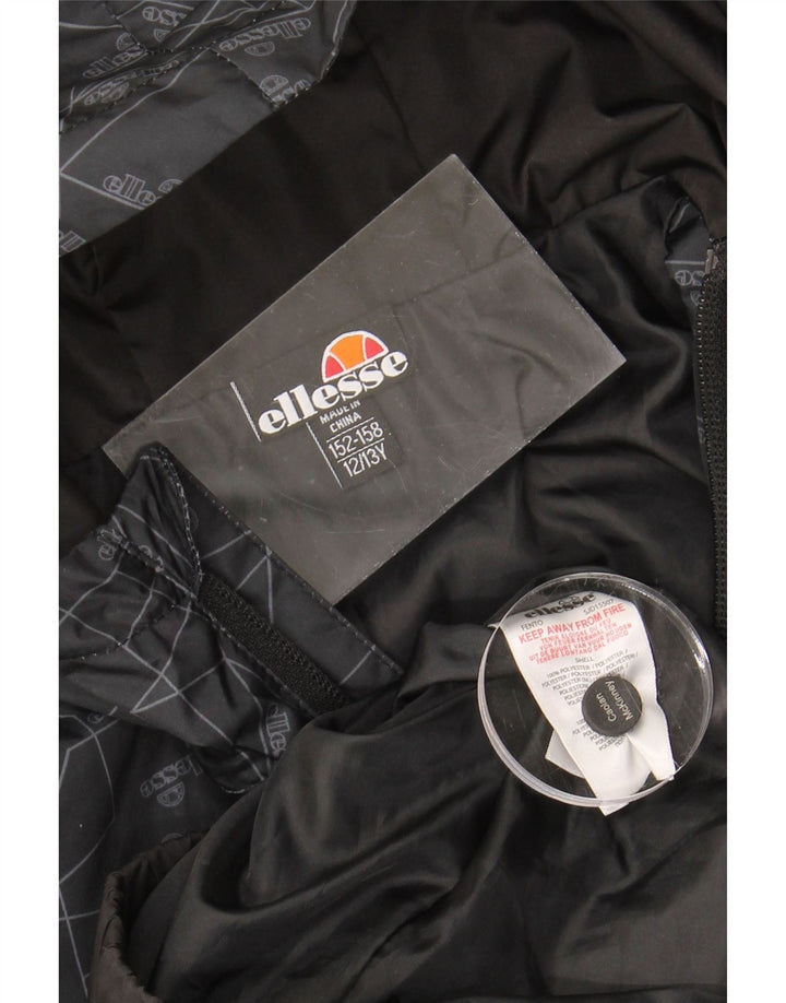 ELLESSE Boys Hooded Pullover Rain Jacket 12-13 Years Black Colourblock Vintage Ellesse and Second-Hand Ellesse from Messina Hembry 