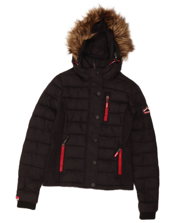 Superdry γυναικείο μπουφάν με κουκούλα UK 10 Small Black Polyester