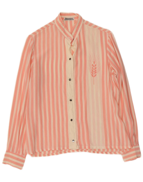 Guarnera Womens Shirt Blouse IT 46 Large Pink Striped Silk Retro