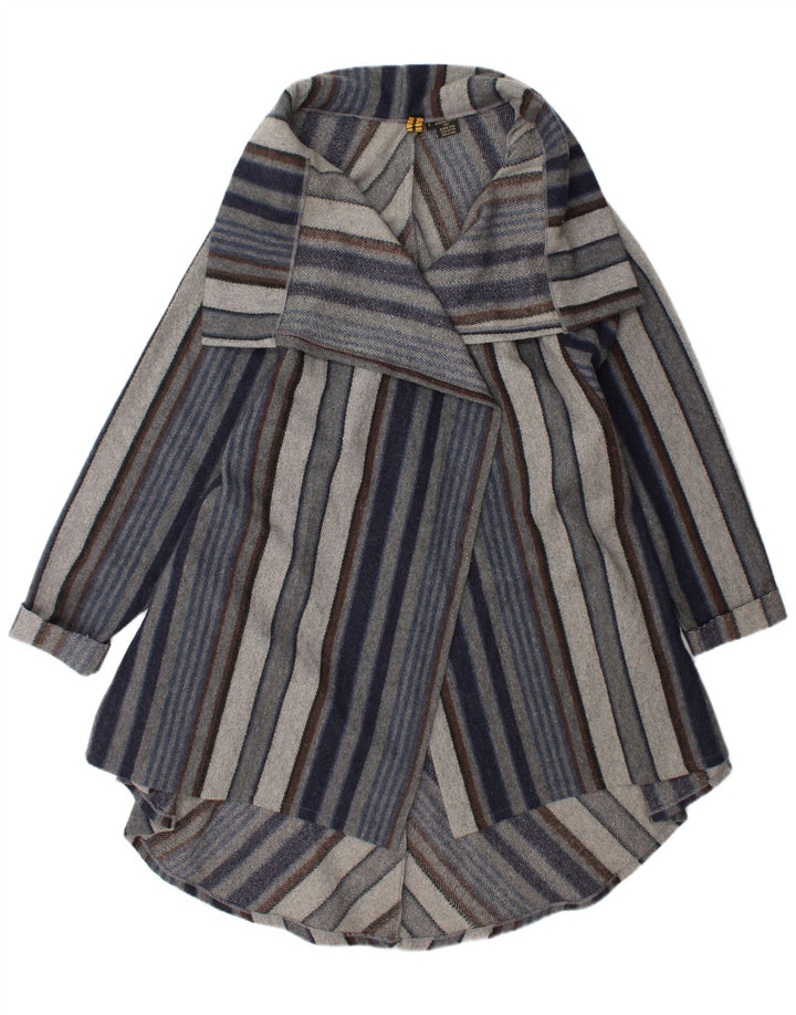 Vintage Γυναικείο Ανοιχτό Πανωφόρι UK 20 2XL Μαλλί Navy Blue ριγέ