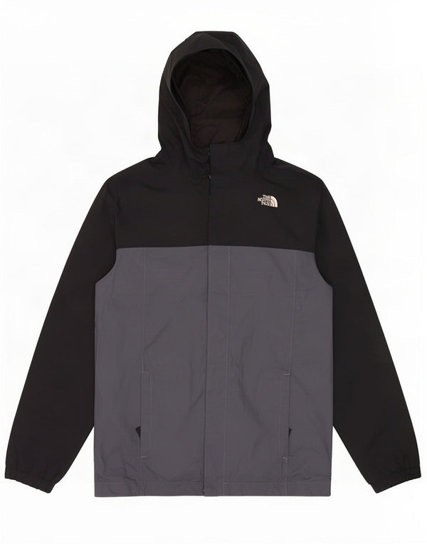 The North Face Boys Hooded Rain Jacket 14-15 Years XL Black Colourblock