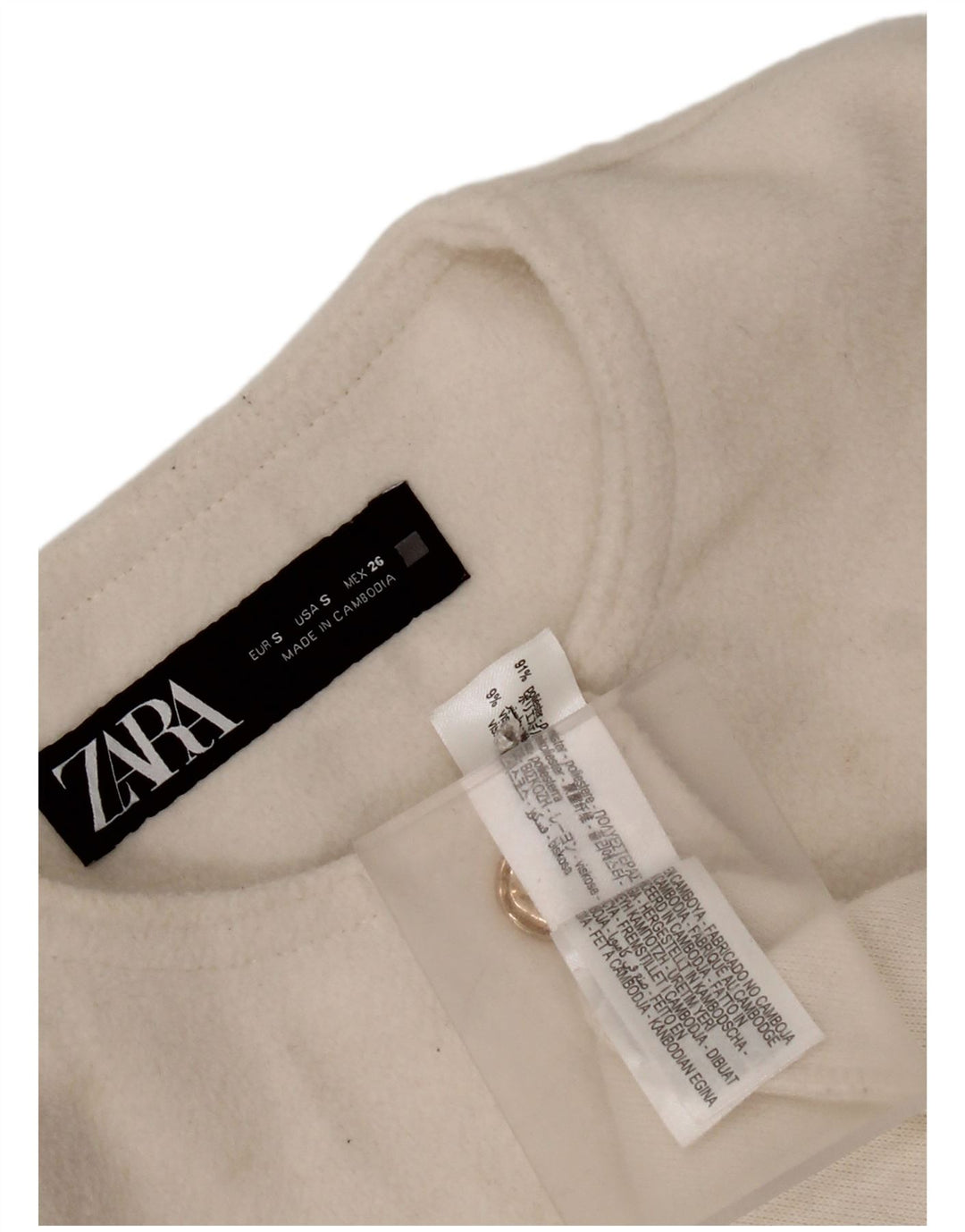 Zara Γυναικείο σακάκι blazer 4 κουμπιών UK 10 Small White Polyester