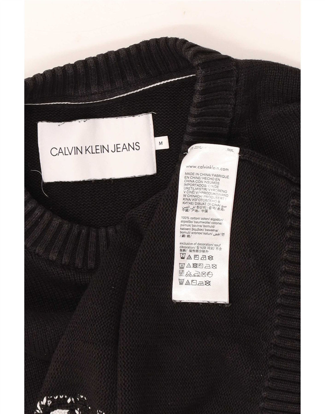 Calvin Klein Jeans Ανδρικό πουλόβερ με λαιμόκοψη μεσαίου μαύρου κλασικού