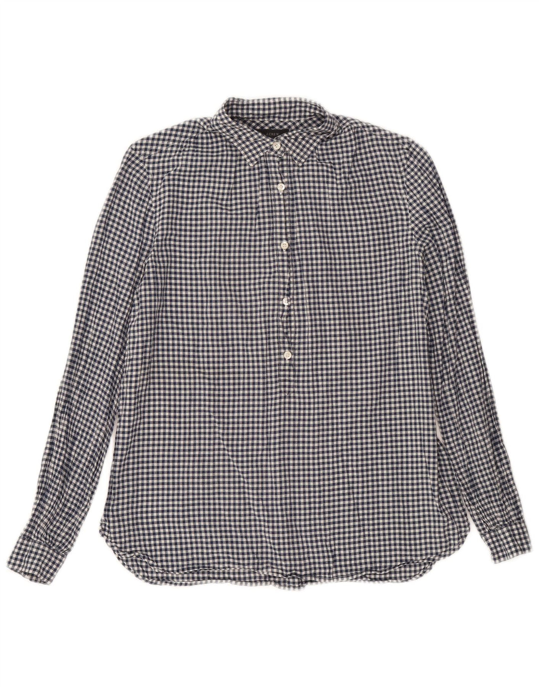 J. Crew Γυναικείο πουλόβερ πουκάμισο UK 14 Medium Navy Blue Gingham Cotton
