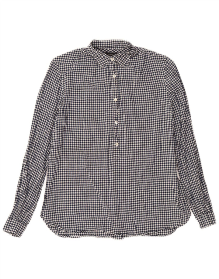 J. Crew Γυναικείο πουλόβερ πουκάμισο UK 14 Medium Navy Blue Gingham Cotton