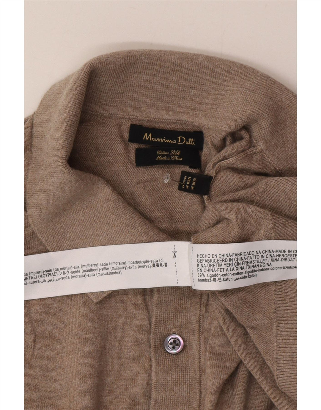 Massimo Dutti Ανδρικό πουλόβερ με λαιμό polo, μεσαίο βαμβακερό