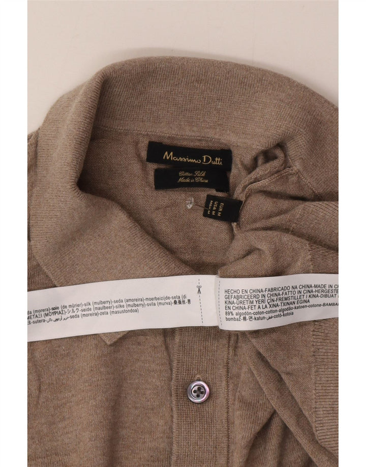 Massimo Dutti Ανδρικό πουλόβερ με λαιμό polo, μεσαίο βαμβακερό