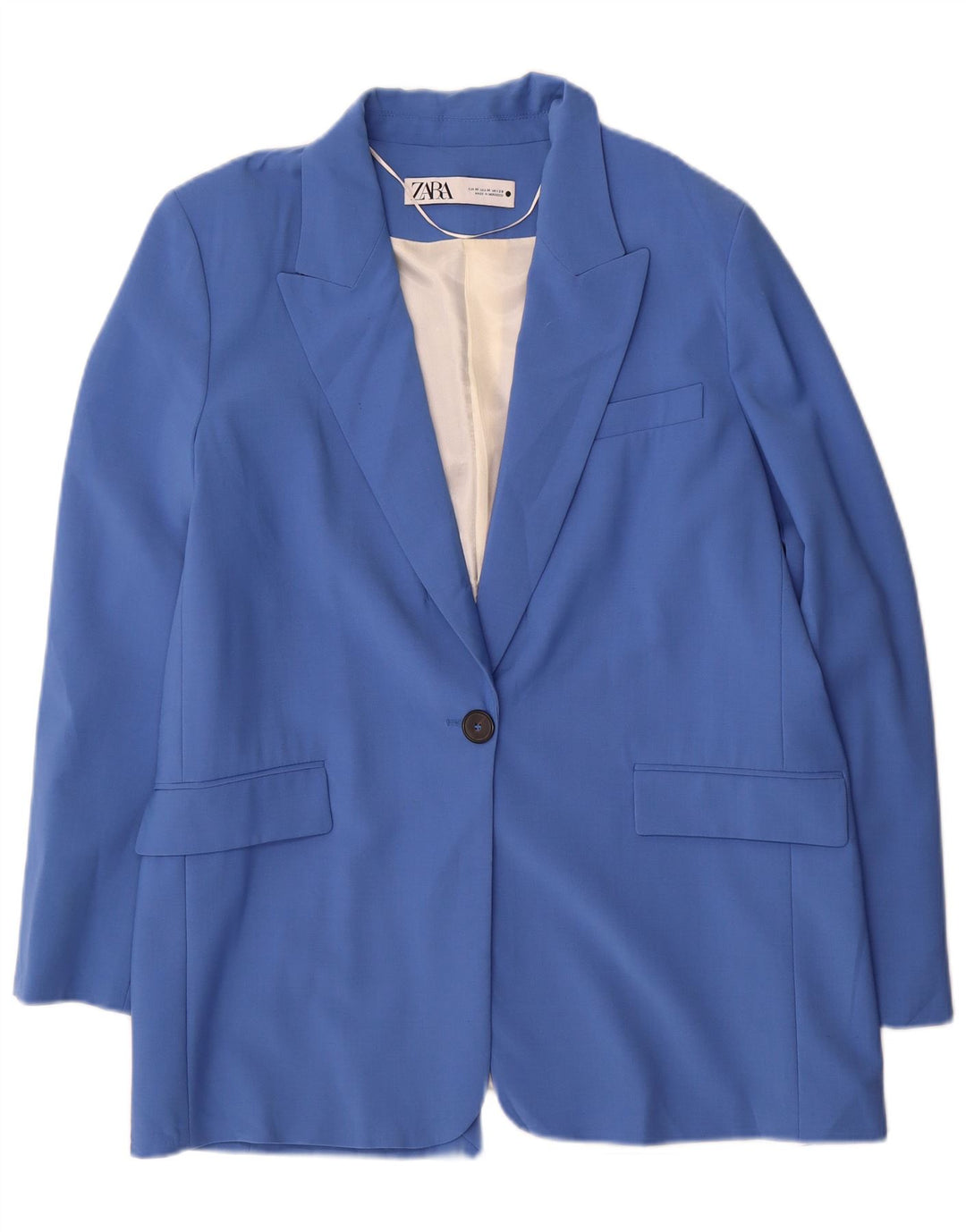 Zara Γυναικείο Μπουφάν 1 Κουμπί Blazer UK 14 Medium Blue Polyester