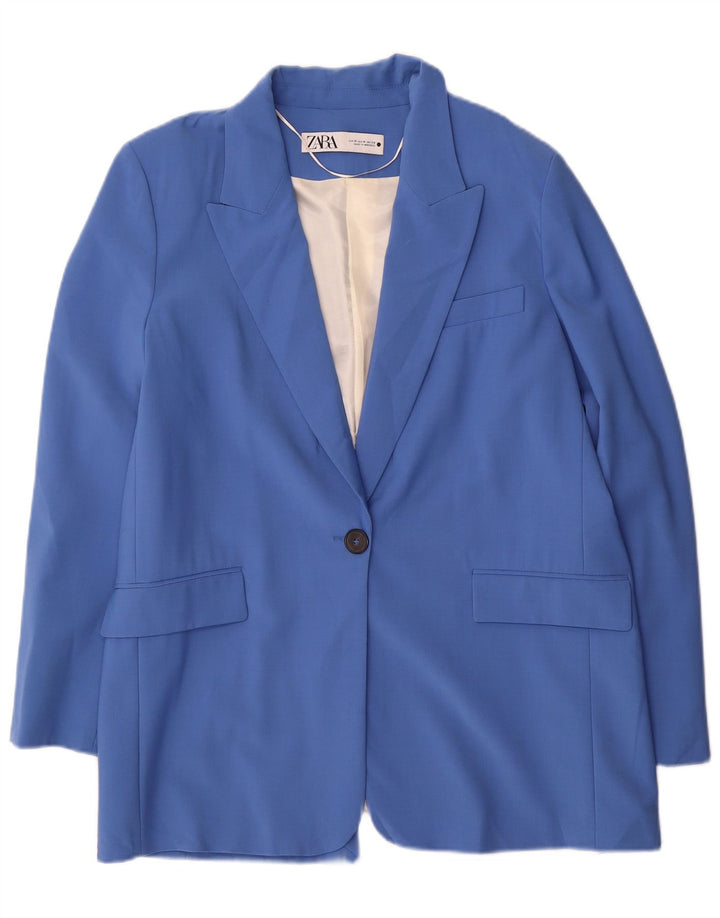 Zara Γυναικείο Μπουφάν 1 Κουμπί Blazer UK 14 Medium Blue Polyester