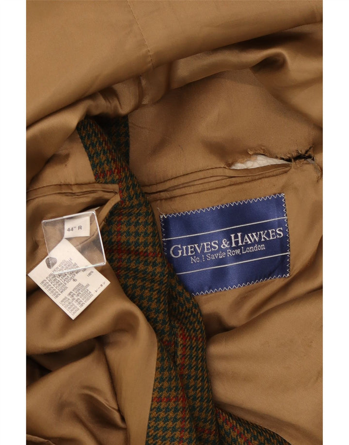 Gieves & Hawkes Ανδρικό σακάκι σακάκι με 2 κουμπιά UK 44 2XL Khaki Houndstooth