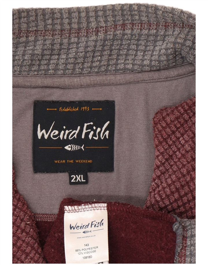 Weird Fish Ανδρικό Φούτερ με φερμουάρ Jumper 2XL Βουργουνδί Πολυεστέρας