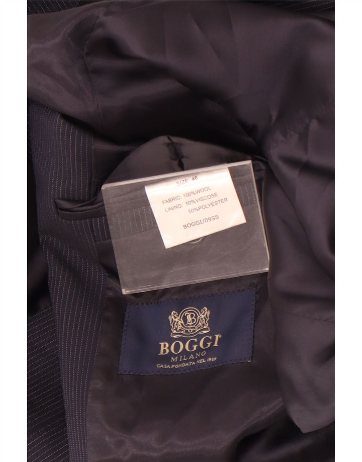 Boggi Ανδρικό μπουφάν σακάκι με 3 κουμπιά IT 46 Small Navy Blue Pinstripe Wool