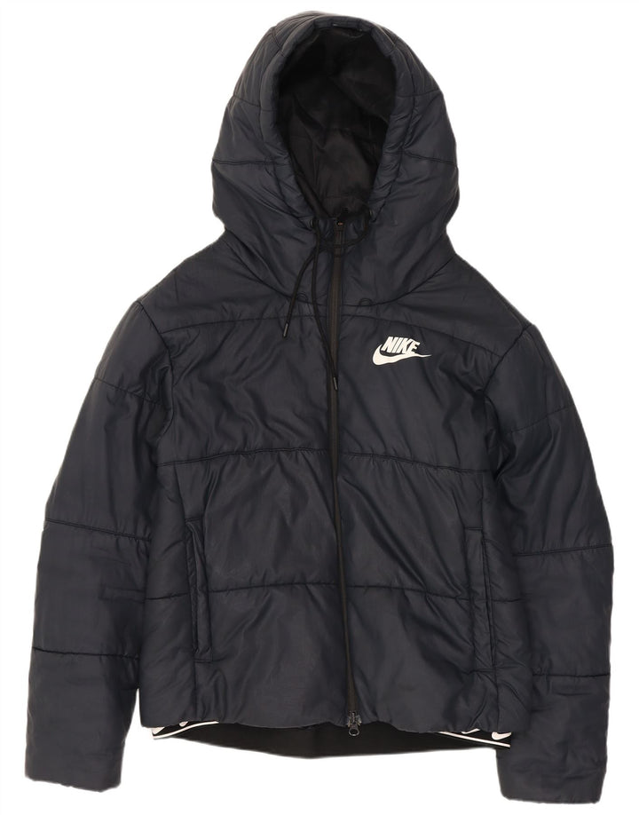 Γυναικείο μπουφάν Nike με κουκούλα UK 10 Small Black Polyester