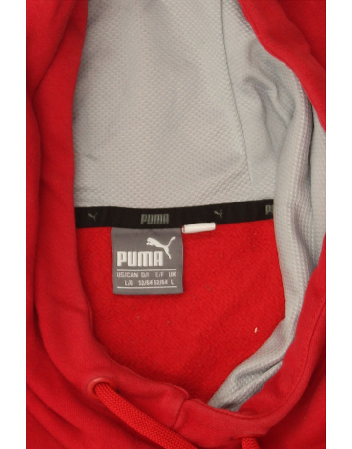 PUMA Mens Graphic Hoodie Jumper Large Red Cotton Vintage Puma and Second-Hand Puma from Messina Hembry 