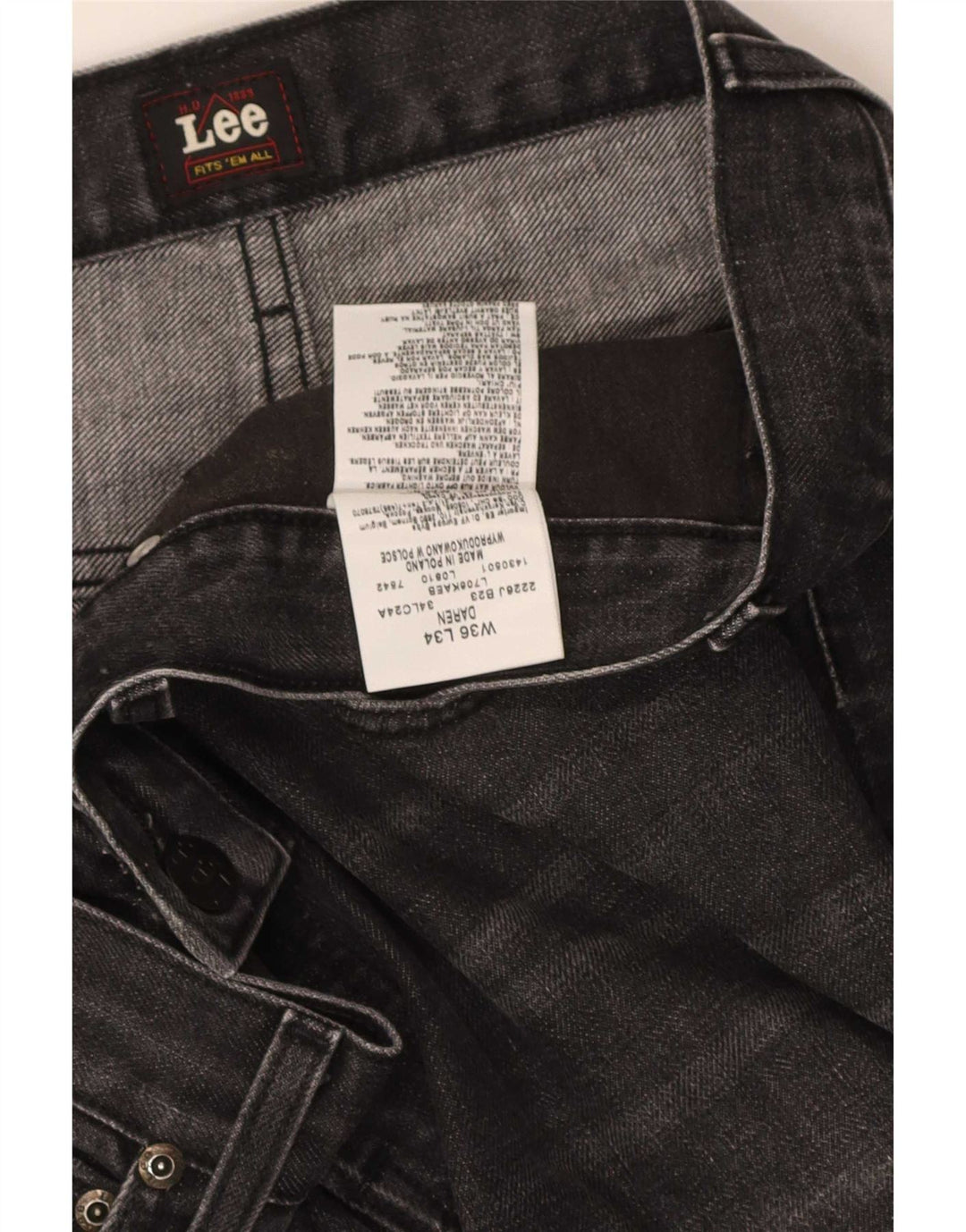 Lee Mens Daren Straight Jeans W36 L34 Γκρι βαμβακερό