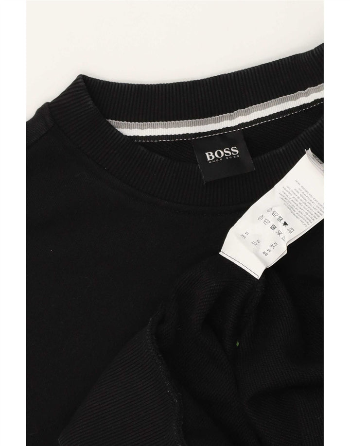 Ανδρικό γραφικό φούτερ Hugo Boss, μεσαίο μαύρο βαμβακερό