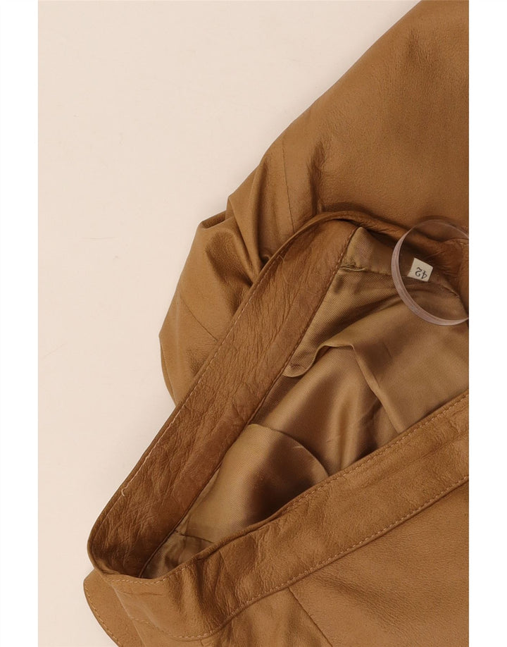 VINTAGE Γυναικεία Ψηλόμεση Δερμάτινη Φούστα IT 42 Medium W26 Καφέ