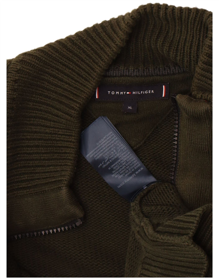 Ανδρικό πουλόβερ με ζακέτα Tommy Hilfiger XL Πράσινο βαμβακερό