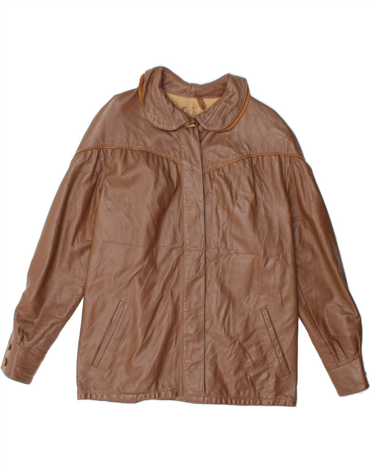 VINTAGE Womens Leather Jacket UK 14 Medium Brown Leather Vintage Vintage and Second-Hand Vintage from Messina Hembry 