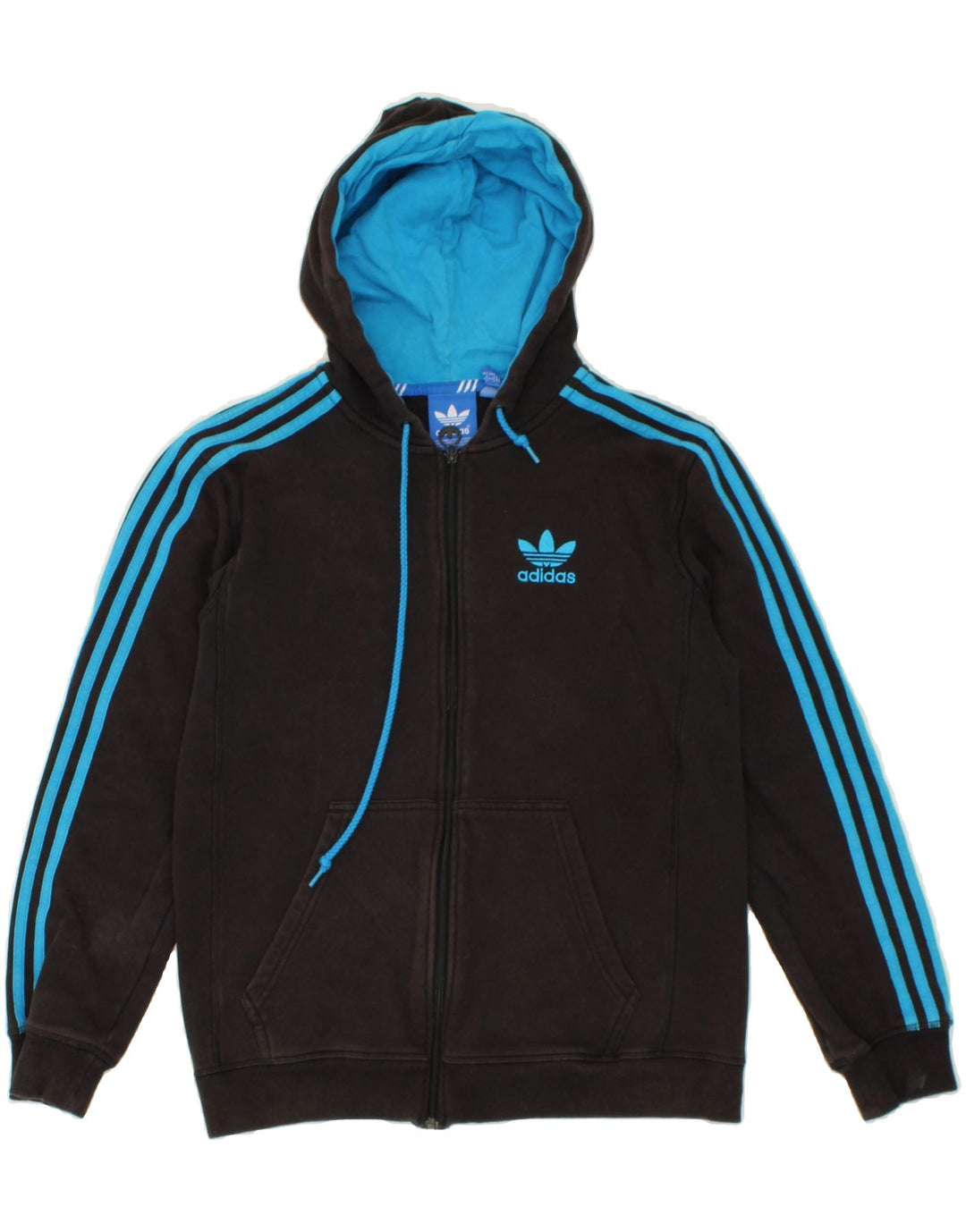 Ανδρικό πουλόβερ με κουκούλα με φερμουάρ ADIDAS, μεσαίο μαύρο βαμβακερό
