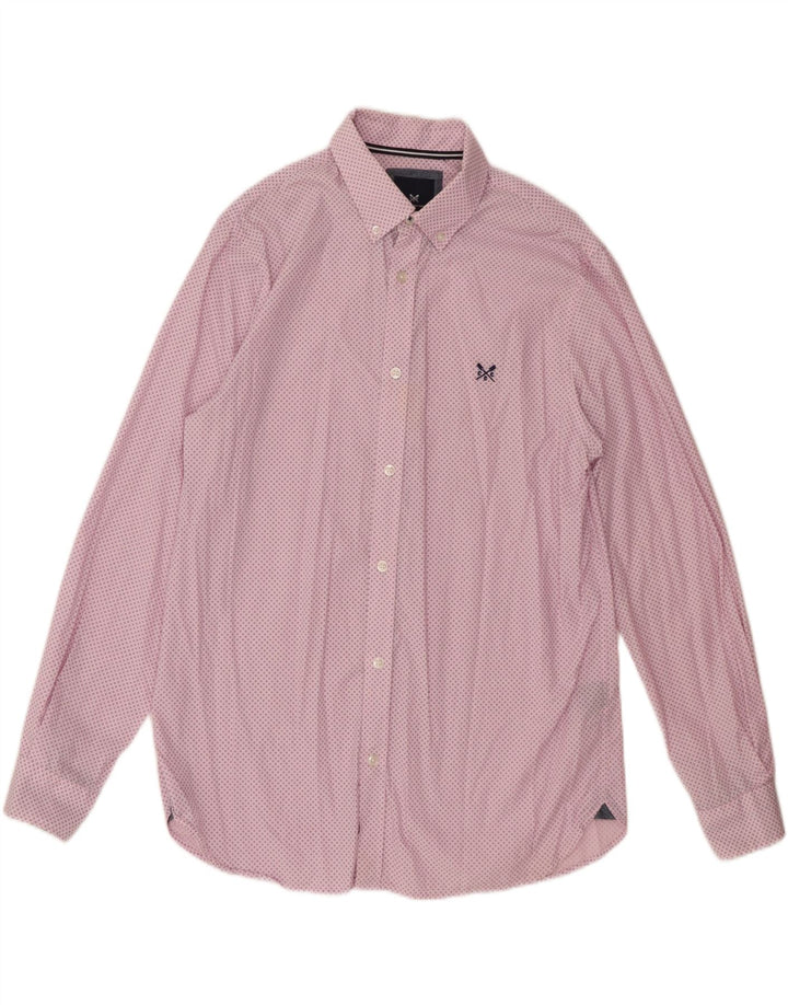 Ανδρικό πουκάμισο Crew Clothing Classic Fit, Βαμβακερό μεσαίο ροζ με στίγματα