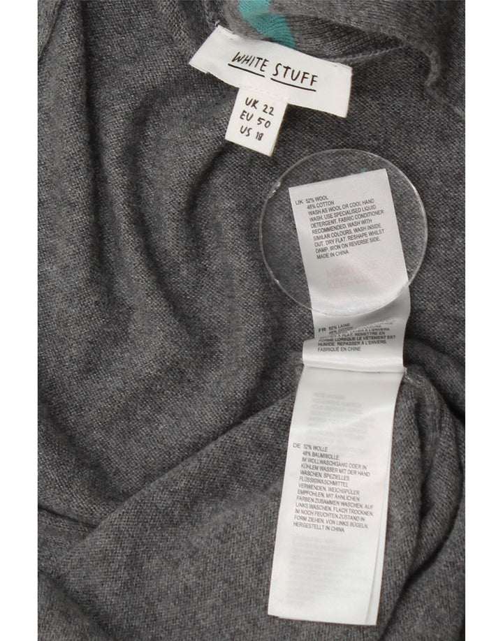 White Stuff Γυναικείο πουλόβερ Longline Cardigan UK 22 2XL Γκρι μαλλί