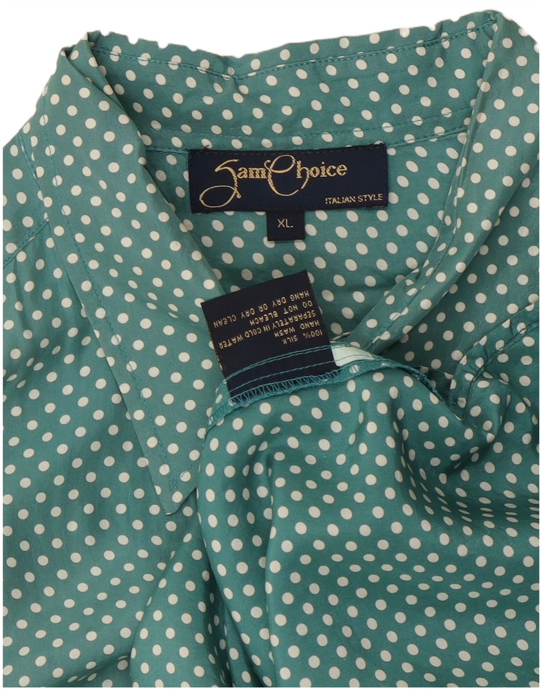 Ανδρικό κοντομάνικο πουκάμισο VINTAGE XL Μεταξωτό πράσινο με στίγματα