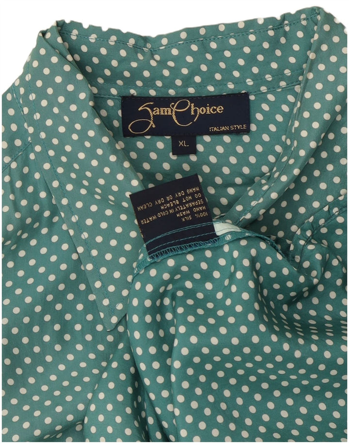 Ανδρικό κοντομάνικο πουκάμισο VINTAGE XL Μεταξωτό πράσινο με στίγματα