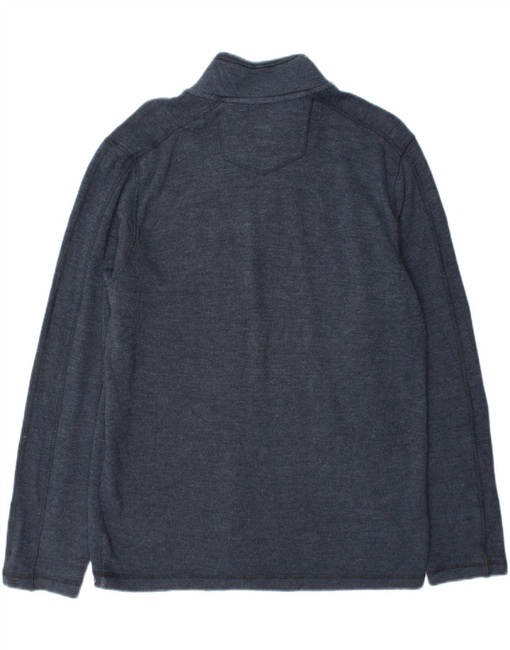 EDDIE BAUER Mens Zip Neck Sweatshirt Jumper Medium Navy Blue Vintage Eddie Bauer and Second-Hand Eddie Bauer from Messina Hembry 