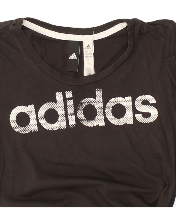 ADIDAS Womens Graphic T-Shirt Top UK 4-6 XS Black Cotton | Vintage Adidas | Thrift | Second-Hand Adidas | Used Clothing | Messina Hembry 