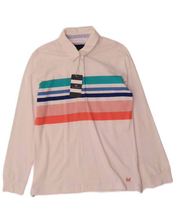 Crew Clothing Γυναικεία μακρυμάνικη μπλούζα ράγκμπι πόλο UK 10 Small White ριγέ