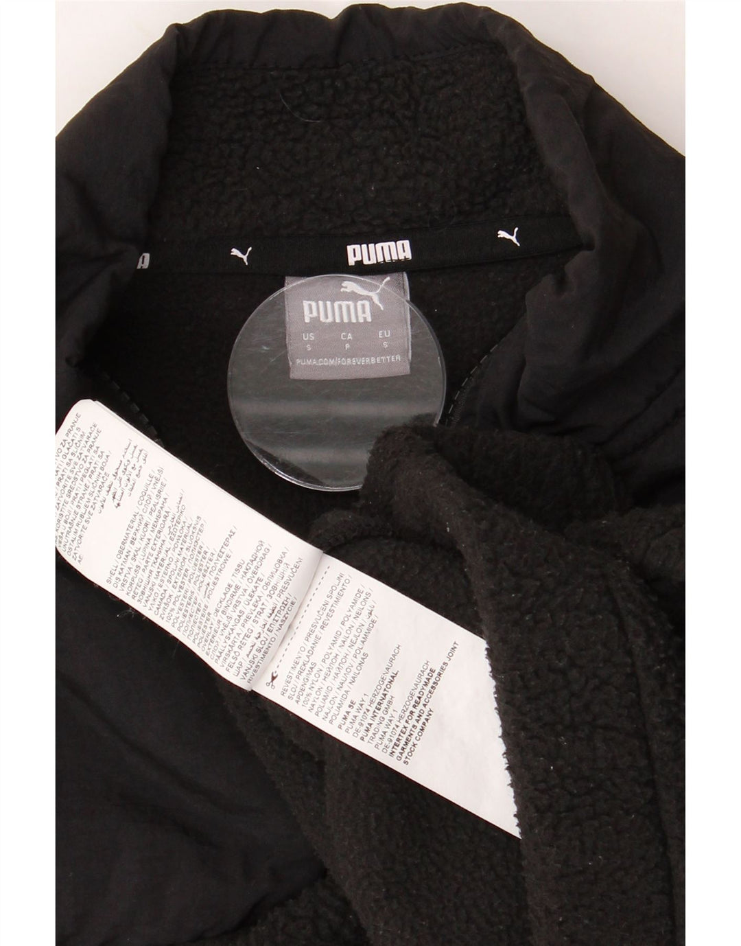 Γυναικείο PUMA Crop με φερμουάρ με φερμουάρ Fleece Jumper UK 10 Small Black