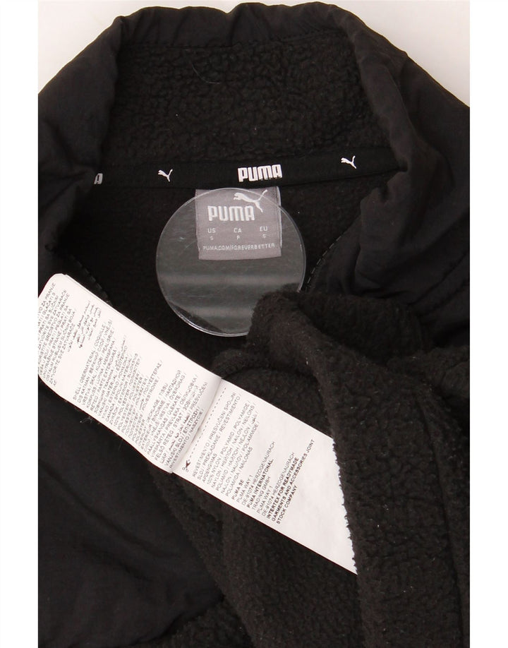 Γυναικείο PUMA Crop με φερμουάρ με φερμουάρ Fleece Jumper UK 10 Small Black