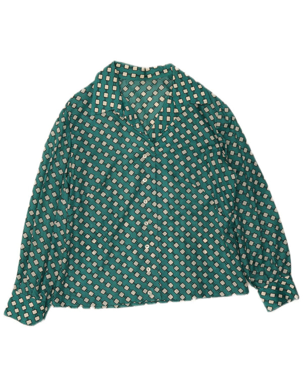 Vintage γυναικείο πουκάμισο UK 16 Large Green Geometric