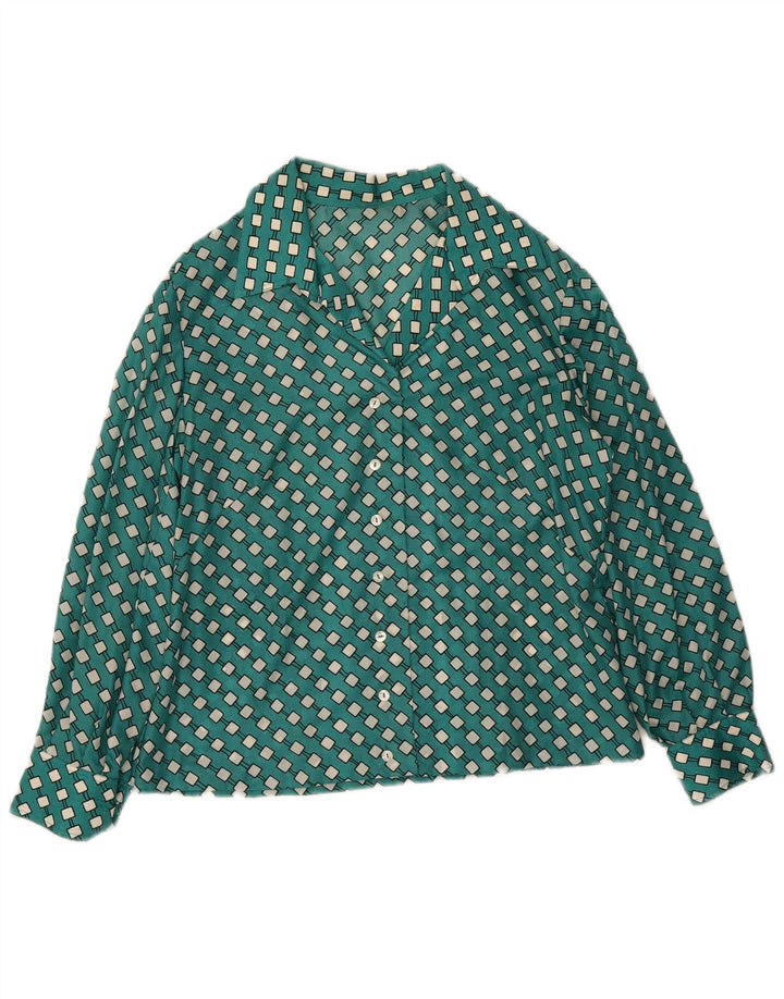 Vintage γυναικείο πουκάμισο UK 16 Large Green Geometric